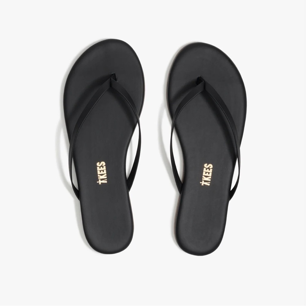 TKEES Black Lily Liner Flip Flops